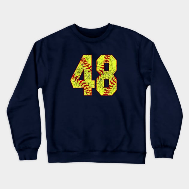 Fastpitch Softball Number 48 #48 Softball Shirt Jersey Uniform Favorite Player Biggest Fan Crewneck Sweatshirt by TeeCreations